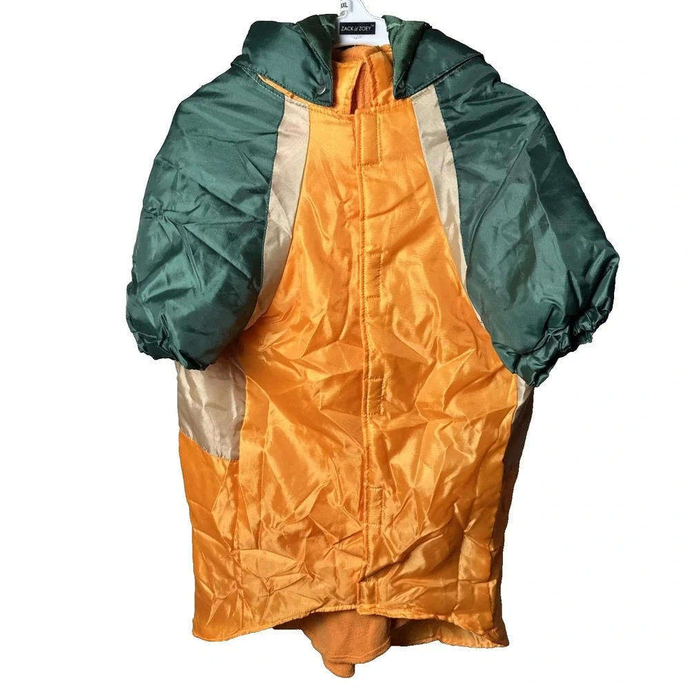 Zack & Zoey 3 In 1 All Terrain Dog Jacket XXL Hunter Green Orange Hooded NEW